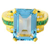 Diamond & Tsavorite Set with Sky Blue Topaz Mount Center Ring