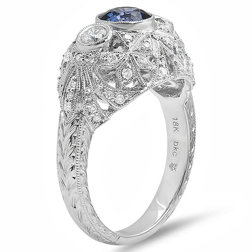 Vintage Inspired Diamond & Sapphire Semi-Mount Ring