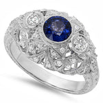 Vintage Inspired Diamond & Sapphire Semi-Mount Ring