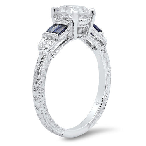 Sapphire & Diamond with 6.0mm Semi Mount Center Ring