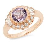 Diamond & Pink Amethyst Center Mount Ring