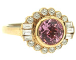 Diamond & Pink Amethyst Center Mount Ring