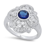 Vintage Inspired Diamond & Sapphire Mount Center Ring