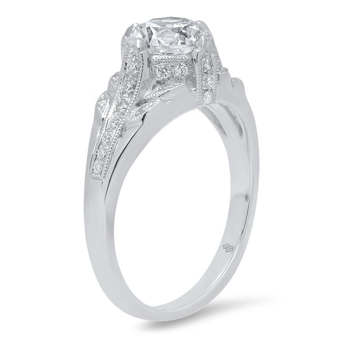 Vintage Inspired Diamond Engagement Semi-Mount Ring
