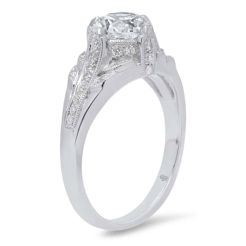 Vintage Inspired Diamond Engagement Semi-Mount Ring