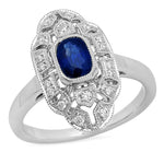 Vintage Inspired Diamond & Sapphire Mount Center Ring