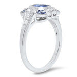 Diamond & Sapphire with Emerald Cut Semi-Mount Center