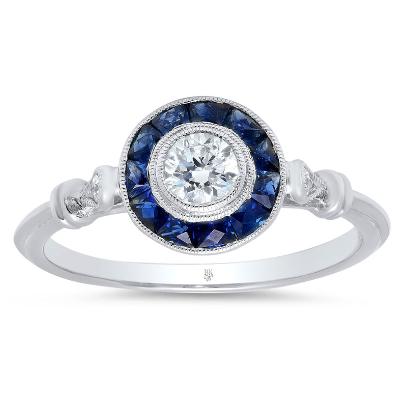 Diamond & Sapphire Semi-Mount Halo Ring