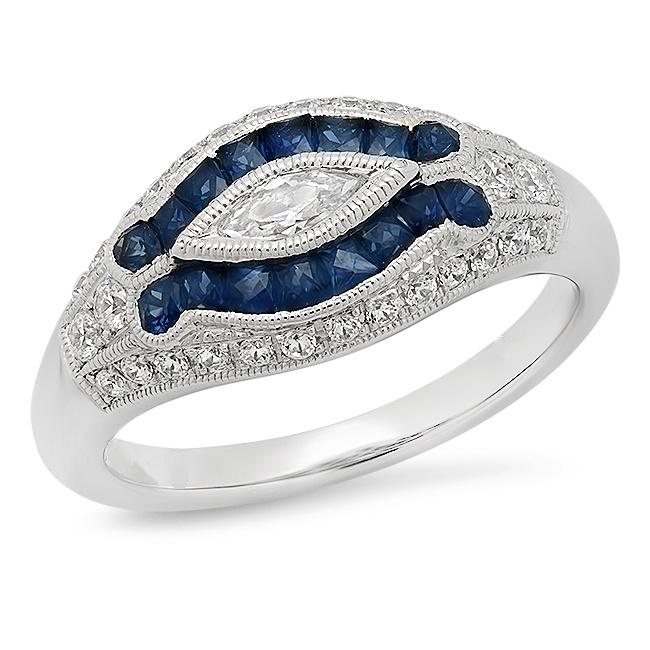 Vintage Inspired Sapphire and Diamond Mount Ring