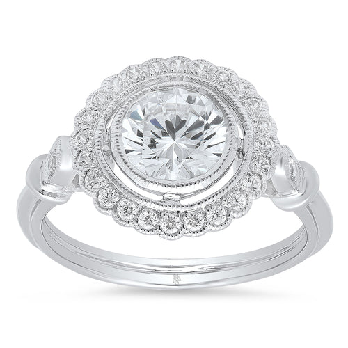 Diamond Halo Engagement Semi-Mount Ring