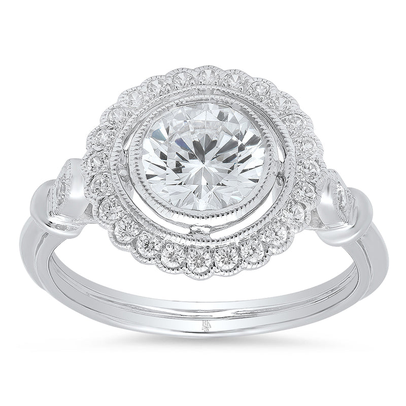 Diamond Halo Engagement Semi-Mount Ring
