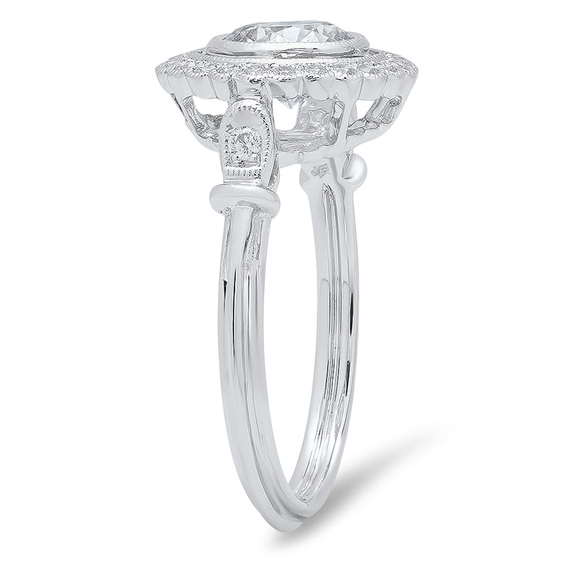 Diamond Halo Engagement Semi-Mount Ring