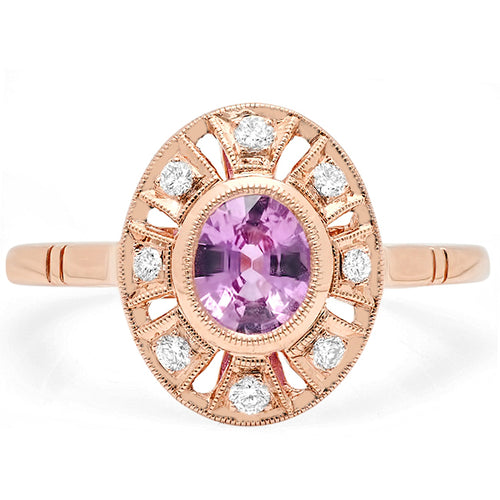 Vintage Inspired Diamond & Morganite Mount Center Ring