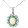 Opal Center with French Cut Emerald and Diamond Pendant