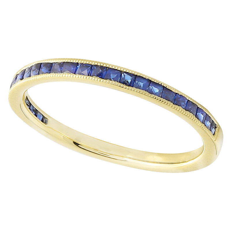 Channel Set French Cut Sapphire Band Halfway Around