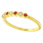 Bezel Set Ruby and Diamond Band with Milgrain