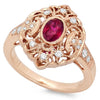 Vintage Inspired Fashion Ring with Oval Ruby Center