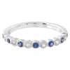 Bezel Set White and Blue Sapphire Band Halfway Around