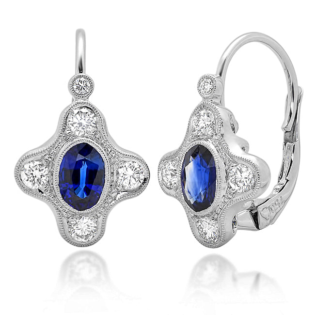 Diamond and Sapphire Leverback Earring