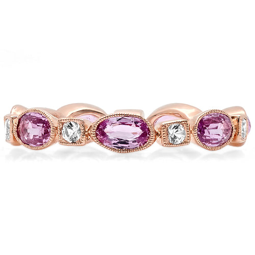 Pink and White Sapphire Alternating In Eternity Band