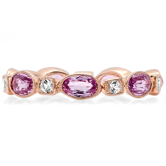 Pink and White Sapphire Alternating In Eternity Band