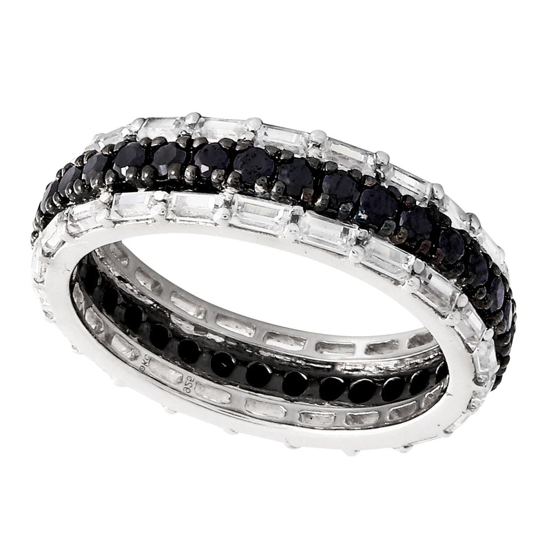 Baguette Cut Diamonds and Black Diamonds Eternity Band