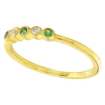 Bezel Set Tsavorite and Diamond Fashion Band with Milgrain