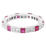 Princess Cut Ruby and Diamond Eternity Band