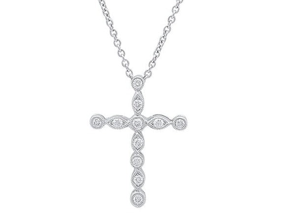 Bezel Set Round Diamonds Cross Pendant