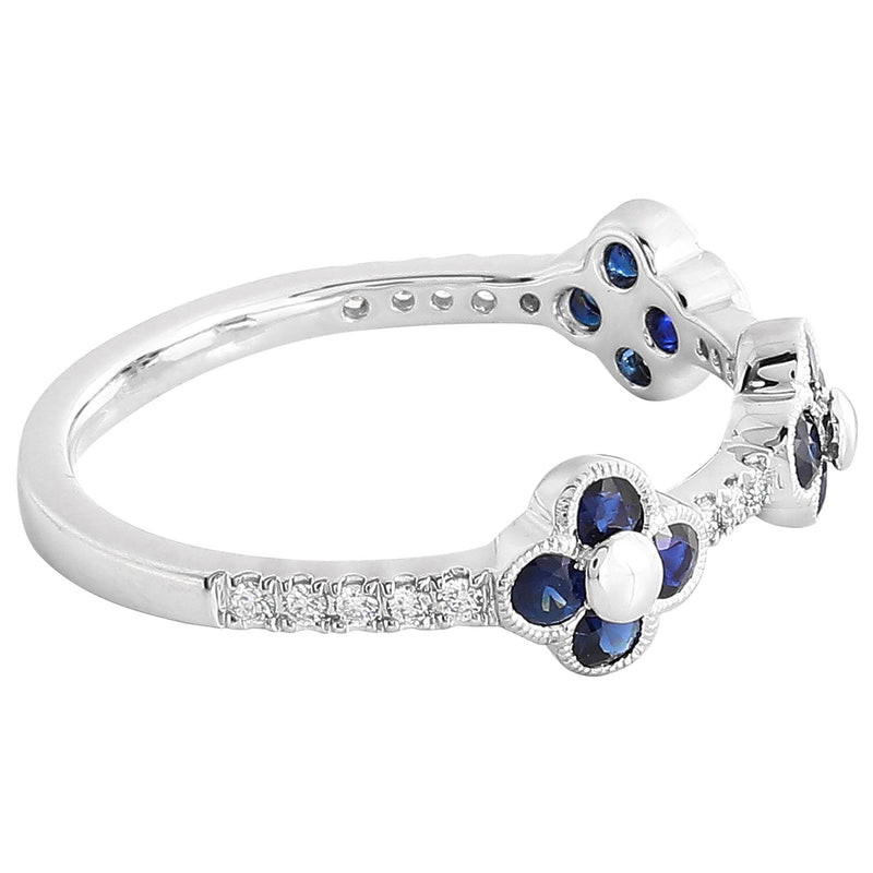 Sapphire and Diamond Clover Band Halfway Around