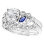 Bezel Set Sapphire and Diamond Engagement Set