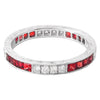 French Cut Ruby and Round Diamond Eternity Band