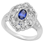 Vintage Inspired Fashion Ring with Oval Sapphire Center