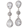 Pear Cut White Topaz and Diamond Post-back Earrings