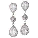 Pear Cut White Topaz and Diamond Post-back Earrings