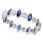 Marquise Cut Blue Sapphire and Diamonds Set in Eternity Band