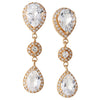 Pear Cut White Topaz and Diamond Post-back Earrings