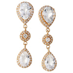 Pear Cut White Topaz and Diamond Post-back Earrings