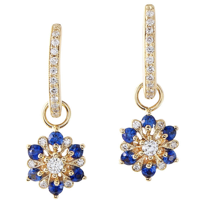 Diamond and Sapphire Snowflake Huggie Earrings