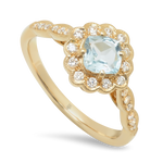 Yellow Gold Diamond and Aqua Center Fashion Mount