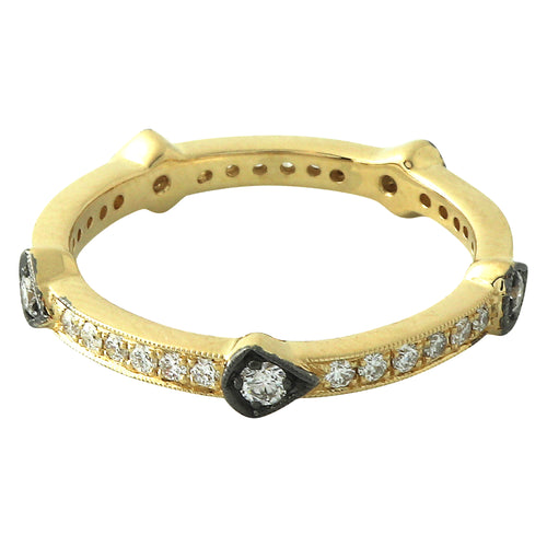 Yellow Gold Diamond Band with Black Rhodium Stations