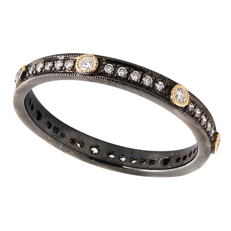 Yellow Gold Black Rhodium Plated Diamond Eternity Band