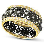 Yellow Gold Diamond Band Black Rhodium Plated