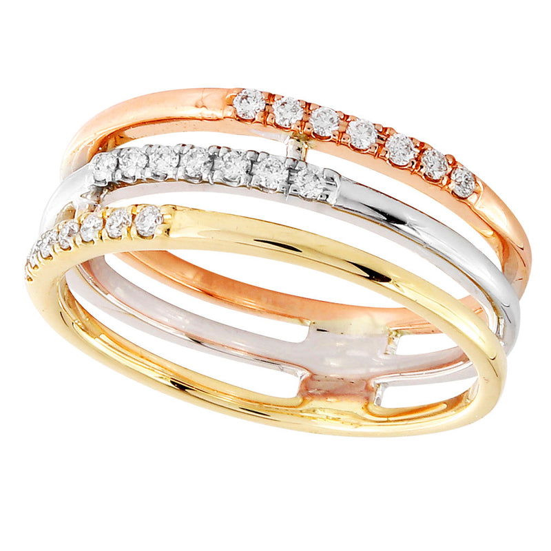 Rose, White and Yellow Gold Diamond 3-In-1 Band