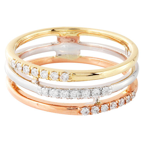 Rose, White and Yellow Gold Diamond 3-In-1 Band