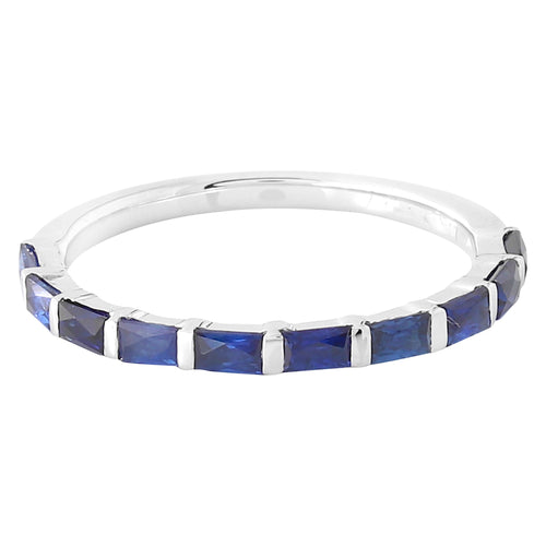 Bar Set Baguette Cut Sapphire Band Halfway Around