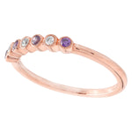 Bezel Set Amethyst and Diamond Band with Milgrain