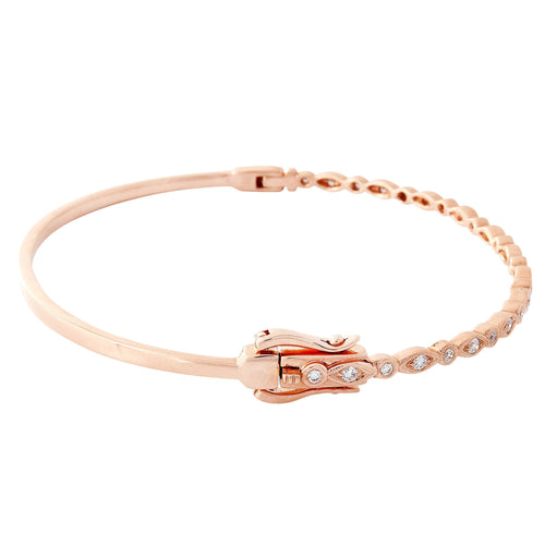 Marquise and Round Bezel Rose Gold Bangle