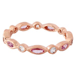 Round Diamonds and Pink Sapphire Marquise Eternity Band