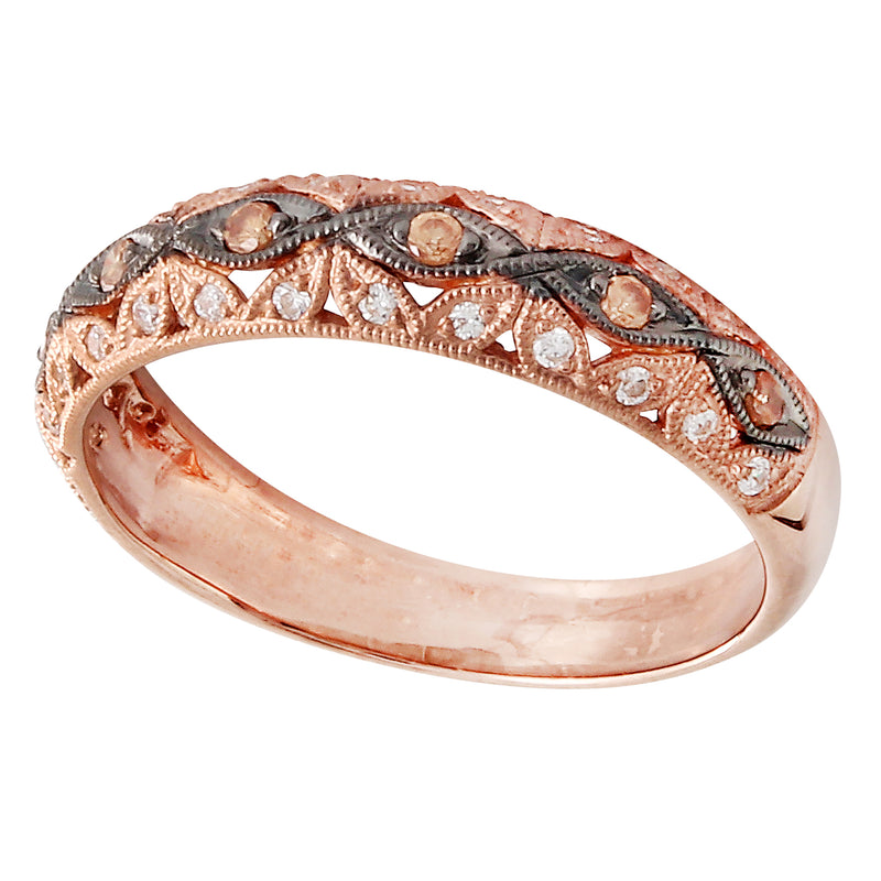 Rose Gold Diamond Black Rhodium Plated Band